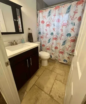 Clean upstairs bathroom in the women’s recovery residence